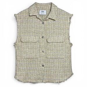 ZARA Kids Textured Tweed Vest Sleeveless Frayed Hem Girls‎ Size 11 12